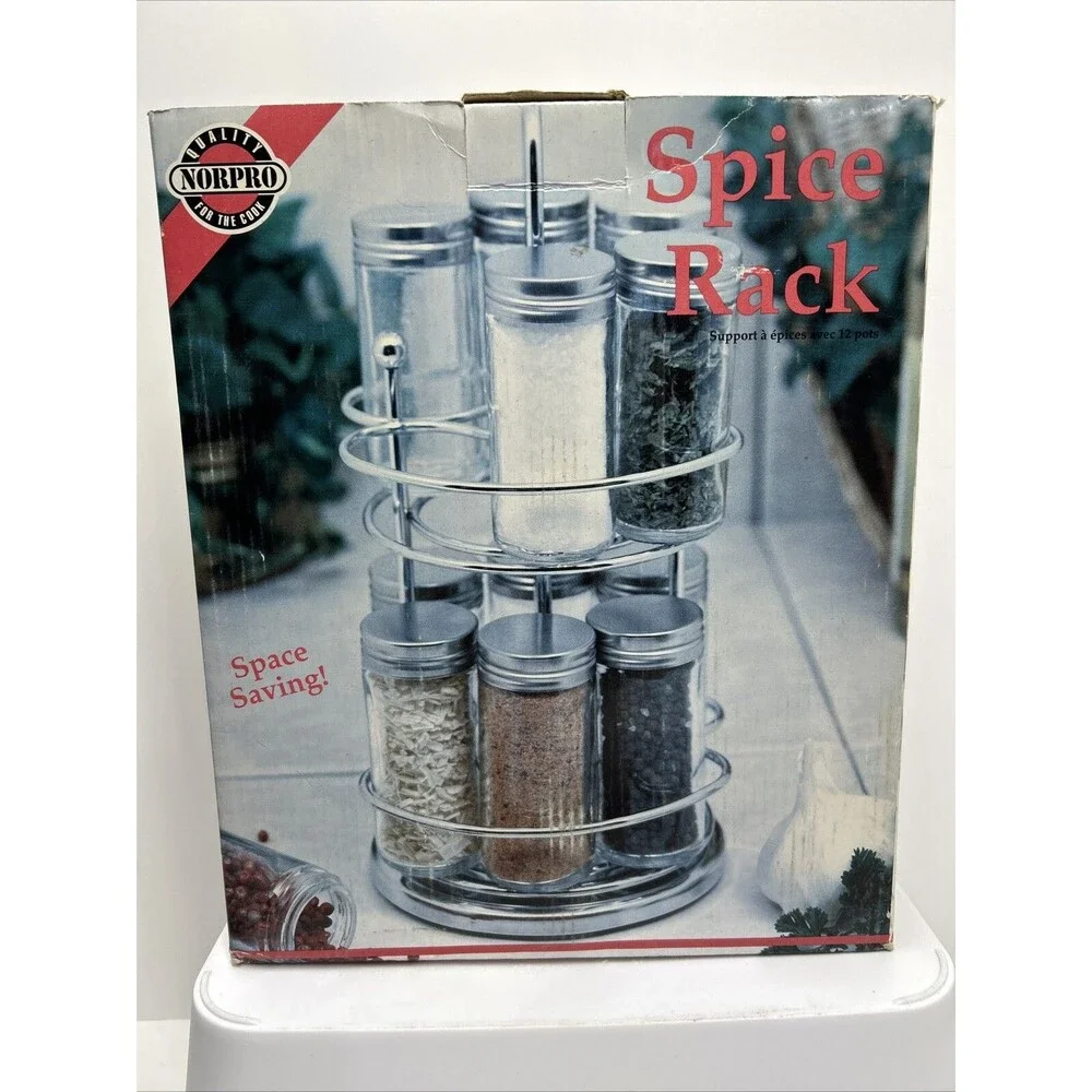 Nor pro‎ Spice Rack W/ 12 Glass Jars